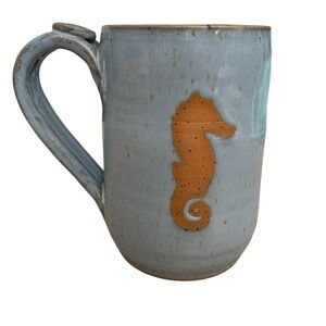 Our State Magazine Store Seahorse Pottery Coffee Tea Mug in Blue and Tan